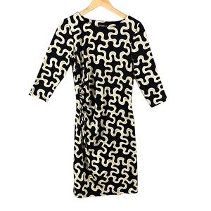 J. McLaughlin Black and Cream Patterned Dress